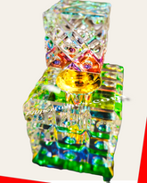 Empty bottle. Crystal glass.