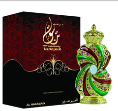 Tanasuk 12ml Perfume Oil Attar by Al Haramain Musk Amber Rose.