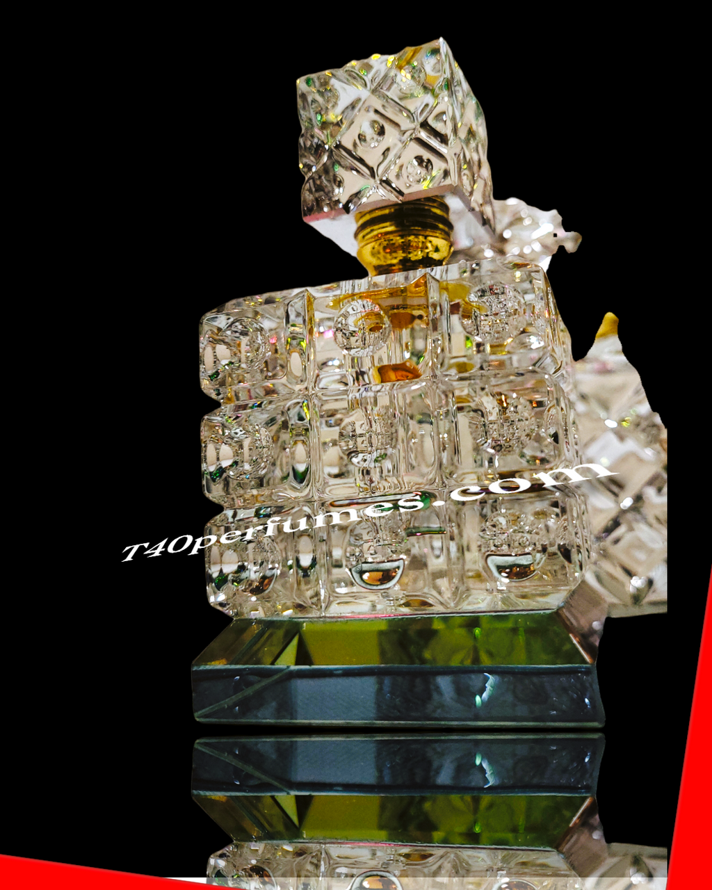 Empty bottle. Crystal glass.